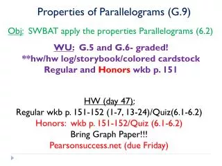 Properties of Parallelograms (G.9)