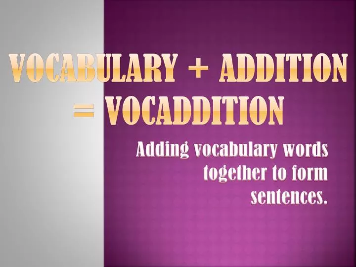 vocabulary addition vocaddition