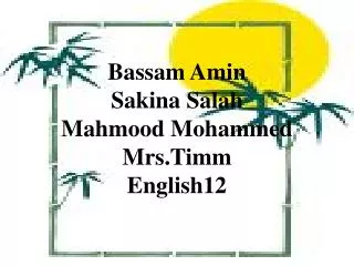 Bassam Amin Sakina Salah Mahmood Mohammed Mrs.Timm English12