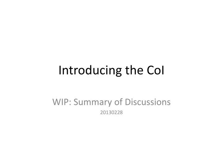 introducing the coi
