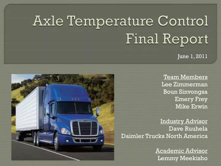 axle temperature control final report
