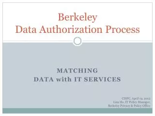 Berkeley Data Authorization Process