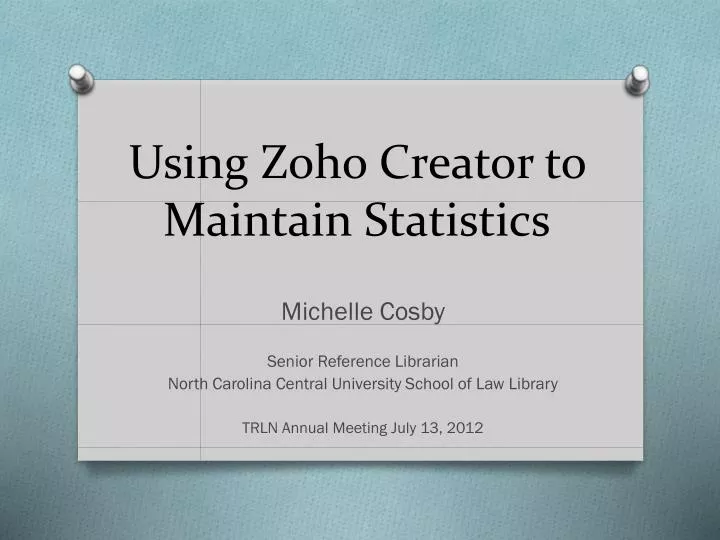 using zoho creator to maintain statistics