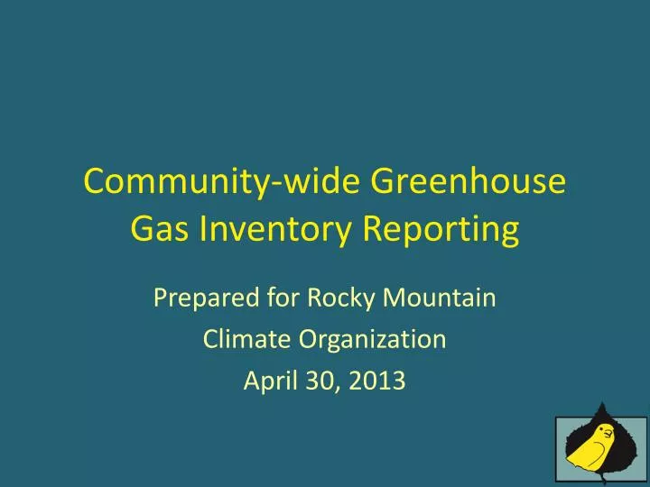 community wide greenhouse gas inventory reporting