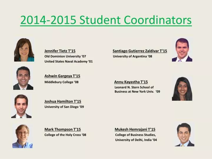2014 2015 student coordinators