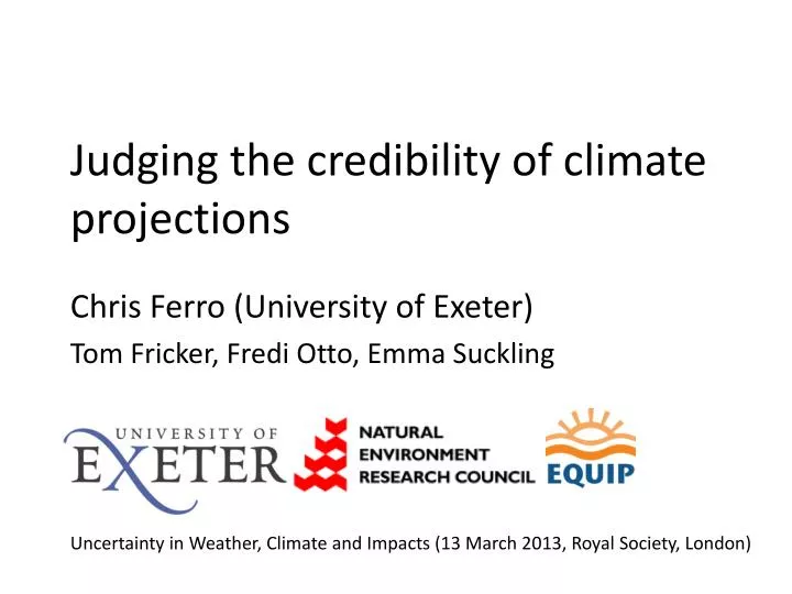 judging the credibility of climate projections
