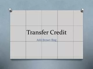 Transfer Credit