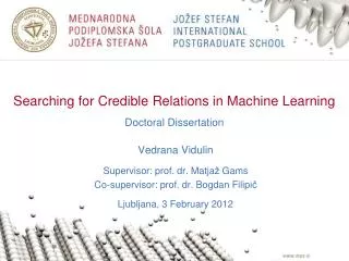 Searching for Credible Relations in Machine Learning Doctoral Dissertation