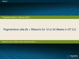 Peginterferon alfa-2b + Ribavirin for 12 or 24 Weeks in GT 2,3