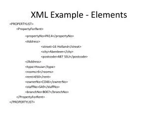 XML Example - Elements