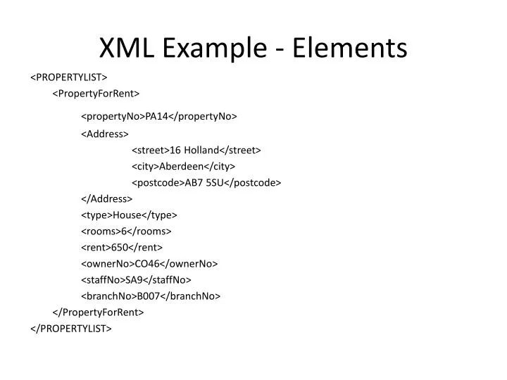 xml example elements