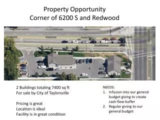 Property Opportunity Corner of 6200 S and Redwood