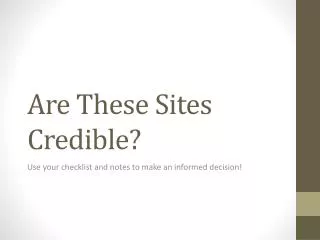Are These Sites Credible?
