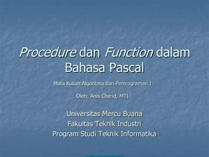 procedure dan function dalam bahasa pascal