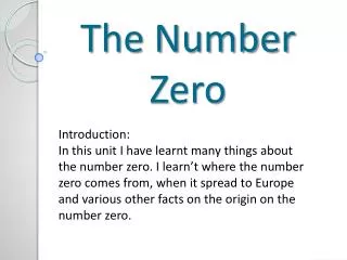 The Number Zero