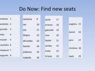 Do Now: Find new seats