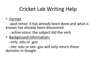 Cricket Lab Writing Help