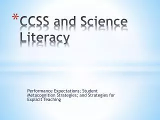 CCSS and Science Literacy