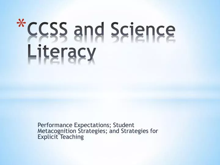 ccss and science literacy