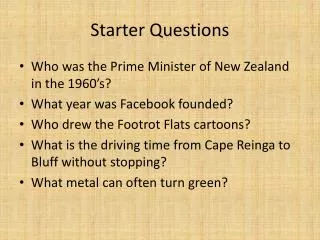 Starter Questions