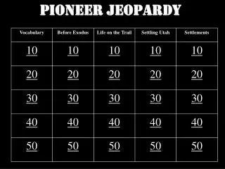 Pioneer Jeopardy