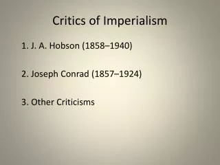 Critics of Imperialism