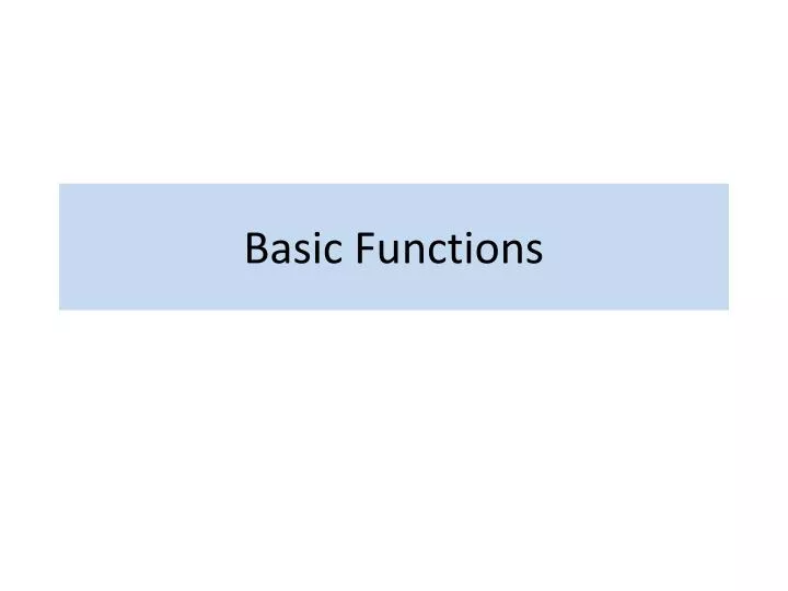basic functions