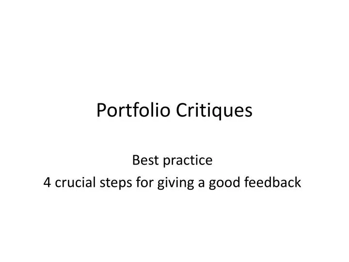 portfolio critiques