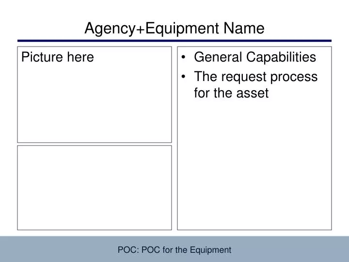 agency equipment name