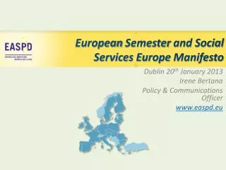 European Semester and Social Services Europe Manifesto