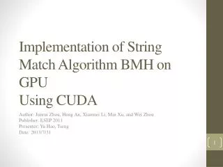 Implementation of String Match Algorithm BMH on GPU Using CUDA