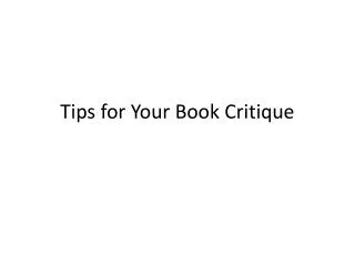 Tips for Your Book Critique