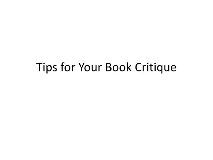 tips for your book critique