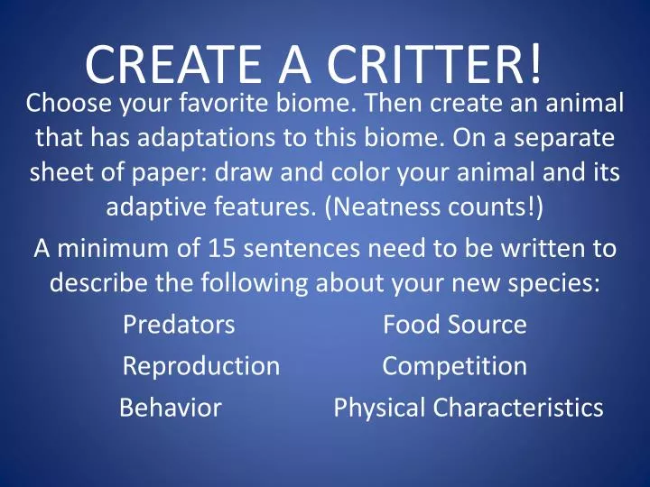 create a critter