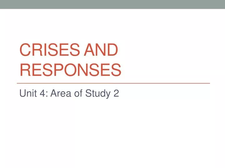 crises and responses