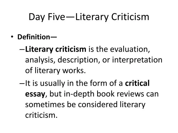 day five literary criticism