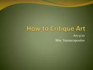 How to Critique Art