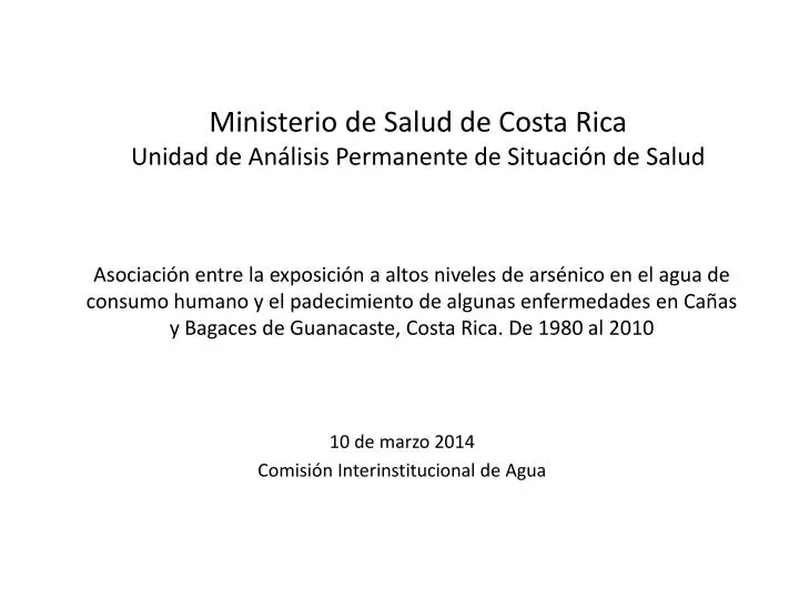 ministerio de salud de costa rica unidad de an lisis permanente de situaci n de salud