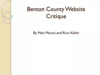 Benton County Website Critique