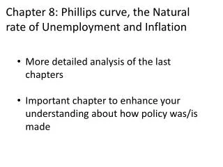 Chapter 8: Phillips curve, the Natural rate of Unemployment and Inflation