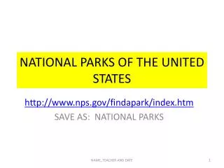 NATIONAL PARKS OF THE UNITED STATES
