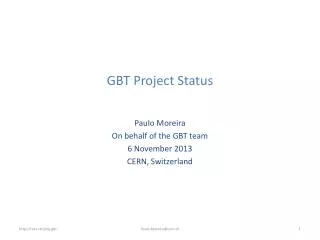 GBT Project Status