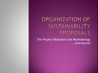 Organization of Sustainability proposals