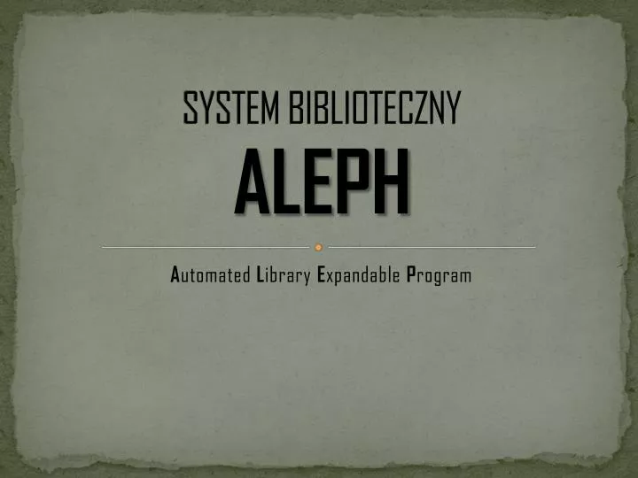 system biblioteczny aleph