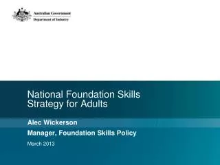 National Foundation Skills Strategy for Adults