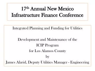 17 th Annual New Mexico Infrastructure Finance Conference