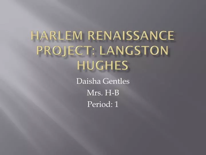 harlem renaissance project langston hughes