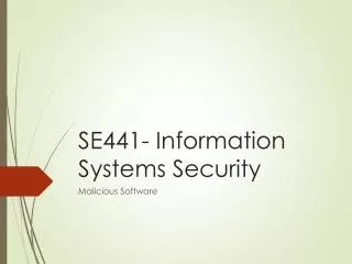 SE441- Information Systems Security
