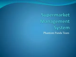 Supermarket Management System