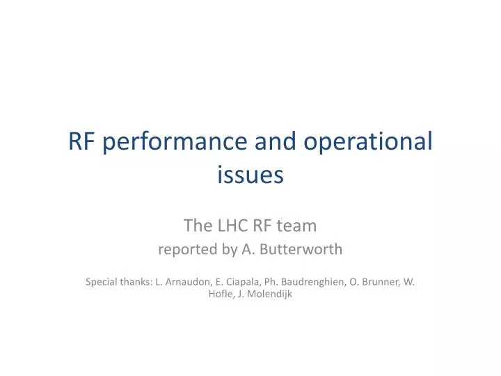 rf performance and operational issues